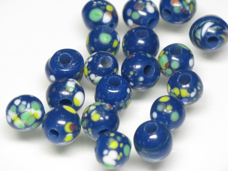 TOKO-BEADS AG121-11S Spray dot glass bead 7~8mm AG121-11S スプレイ・ドット柄小粒とんぼ玉 7~8mm Asian bead & African bead  Handmade,Lampeork,bead,asia,india,ethnic,parts,accessory,beads とんぼ玉,ビーズ,トンボ玉,アジア,インド,エスニック,手作り,パーツ,アクセサリー