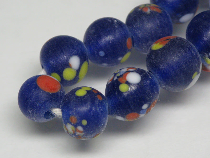 TOKO-BEADS AG121-12N Spray dot glass bead (strand) 7~8mm AG121-12N スプレイ・ドット柄小粒とんぼ玉（連） 7~8mm Asian bead & African bead  Handmade,Lampeork,bead,asia,india,ethnic,parts,accessory,beads とんぼ玉,ビーズ,トンボ玉,アジア,インド,エスニック,手作り,パーツ,アクセサリー