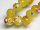 TOKO-BEADS AG121-13N Spray dot glass bead (strand) 7.5~8.5mm AG121-13N スプレイ・ドット柄小粒とんぼ玉（連） 7.5~8.5mm Asian bead & African bead  Handmade,Lampeork,bead,asia,india,ethnic,parts,accessory,beads とんぼ玉,ビーズ,トンボ玉,アジア,インド,エスニック,手作り,パーツ,アクセサリー