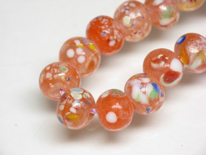TOKO-BEADS AG121-14N Spray dot glass bead (strand) 7.5~8.5mm AG121-14N スプレイ・ドット柄小粒とんぼ玉（連） 7.5~8.5mm Asian bead & African bead  Handmade,Lampeork,bead,asia,india,ethnic,parts,accessory,beads とんぼ玉,ビーズ,トンボ玉,アジア,インド,エスニック,手作り,パーツ,アクセサリー