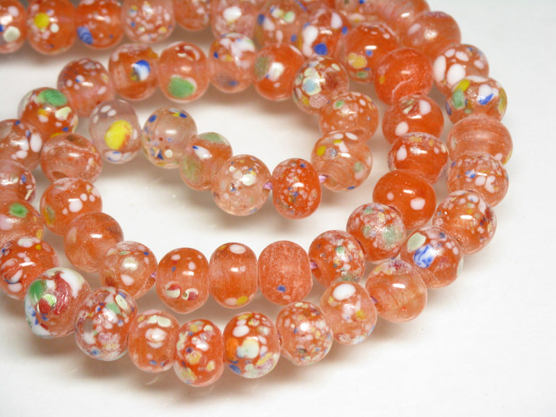 TOKO-BEADS AG121-14N Spray dot glass bead (strand) 7.5~8.5mm AG121-14N スプレイ・ドット柄小粒とんぼ玉（連） 7.5~8.5mm Asian bead & African bead  Handmade,Lampeork,bead,asia,india,ethnic,parts,accessory,beads とんぼ玉,ビーズ,トンボ玉,アジア,インド,エスニック,手作り,パーツ,アクセサリー