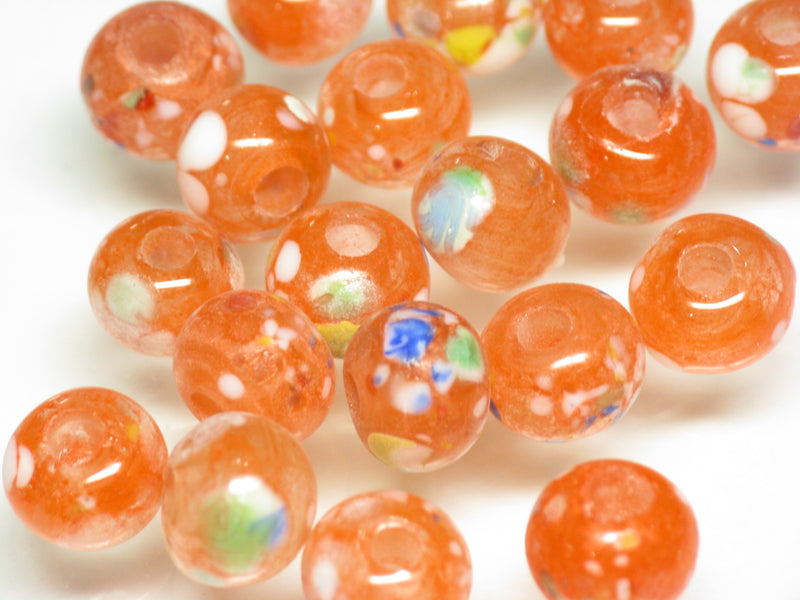 TOKO-BEADS AG121-14S Spray dot glass bead 7.5~8.5mm AG121-14S スプレイ・ドット柄小粒とんぼ玉 7.5~8.5mm Asian bead & African bead  Handmade,Lampeork,bead,asia,india,ethnic,parts,accessory,beads とんぼ玉,ビーズ,トンボ玉,アジア,インド,エスニック,手作り,パーツ,アクセサリー
