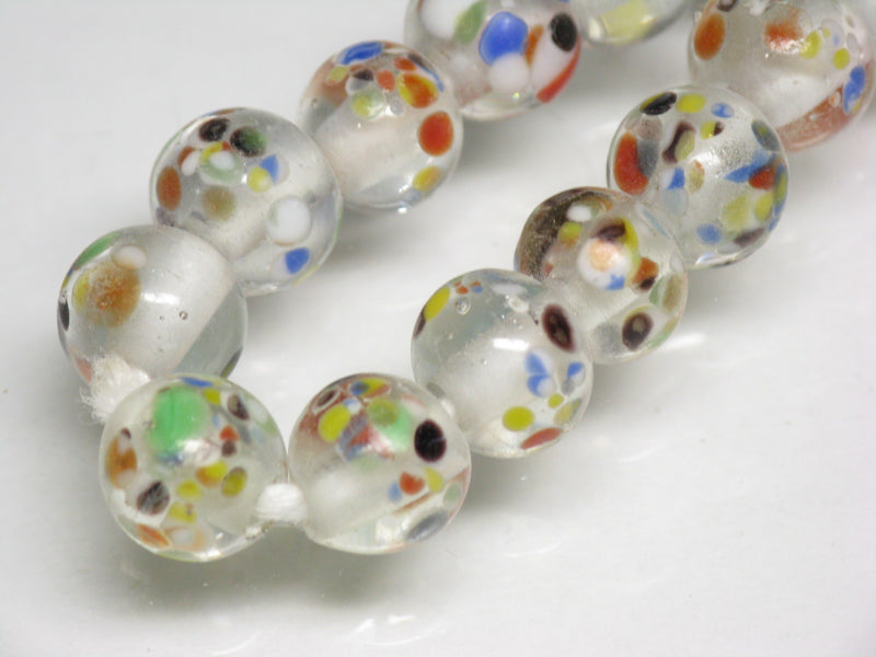 TOKO-BEADS AG121-17N Spray dot glass bead (strand) 8~9.5mm AG121-17N スプレイ・ドット柄小粒とんぼ玉（連） 8~9.5mm Asian bead & African bead  Handmade,Lampeork,bead,asia,india,ethnic,parts,accessory,beads とんぼ玉,ビーズ,トンボ玉,アジア,インド,エスニック,手作り,パーツ,アクセサリー