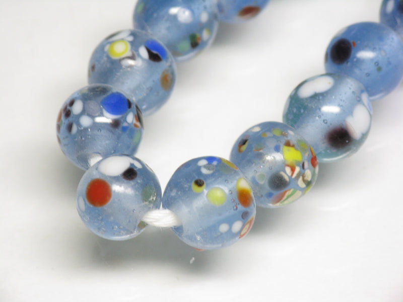 TOKO-BEADS AG121-19N Spray dot glass bead (strand) 8~9.5mm AG121-19N スプレイ・ドット柄小粒とんぼ玉（連） 8~9.5mm Asian bead & African bead  Handmade,Lampeork,bead,asia,india,ethnic,parts,accessory,beads とんぼ玉,ビーズ,トンボ玉,アジア,インド,エスニック,手作り,パーツ,アクセサリー