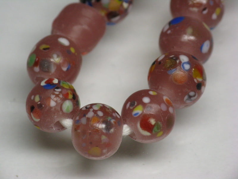 TOKO-BEADS AG121-20N Spray dot glass bead (strand) 8~9.5mm AG121-20N スプレイ・ドット柄小粒とんぼ玉（連） 8~9.5mm Asian bead & African bead  Handmade,Lampeork,bead,asia,india,ethnic,parts,accessory,beads とんぼ玉,ビーズ,トンボ玉,アジア,インド,エスニック,手作り,パーツ,アクセサリー