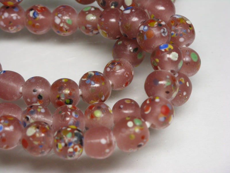 TOKO-BEADS AG121-20N Spray dot glass bead (strand) 8~9.5mm AG121-20N スプレイ・ドット柄小粒とんぼ玉（連） 8~9.5mm Asian bead & African bead  Handmade,Lampeork,bead,asia,india,ethnic,parts,accessory,beads とんぼ玉,ビーズ,トンボ玉,アジア,インド,エスニック,手作り,パーツ,アクセサリー