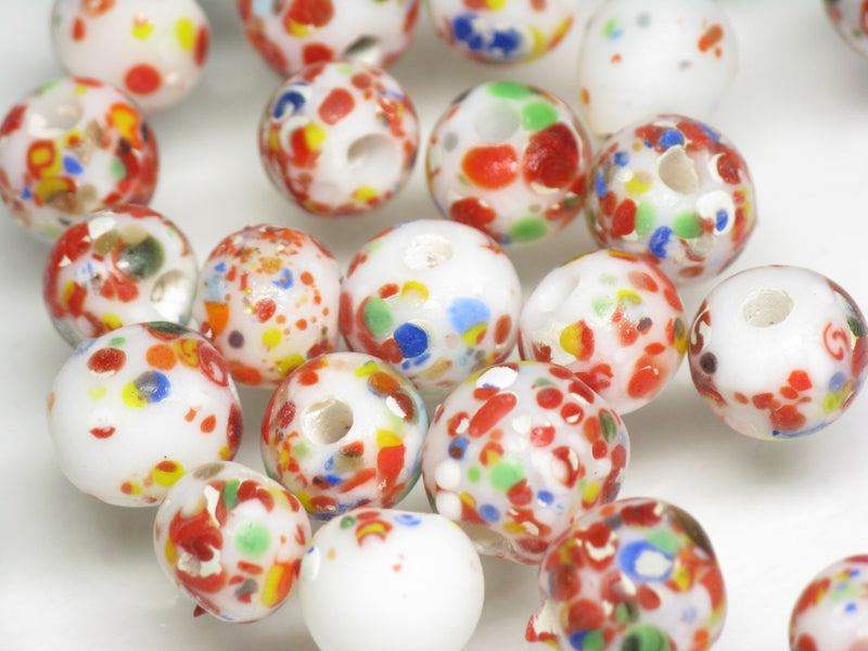 TOKO-BEADS AG121-21S Spray dot glass bead 7.5~8.5mm AG121-21S スプレイ・ドット柄小粒とんぼ玉 7.5~8.5mm Asian bead & African bead  Handmade,Lampeork,bead,asia,india,ethnic,parts,accessory,beads とんぼ玉,ビーズ,トンボ玉,アジア,インド,エスニック,手作り,パーツ,アクセサリー