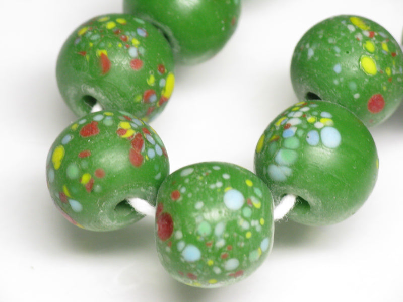 TOKO-BEADS AG121-22N Spray dot glass bead (strand) 11~12mm AG121-22N スプレイ・ドット柄小粒とんぼ玉（連） 11~12mm Asian bead & African bead  Handmade,Lampeork,bead,asia,india,ethnic,parts,accessory,beads とんぼ玉,ビーズ,トンボ玉,アジア,インド,エスニック,手作り,パーツ,アクセサリー