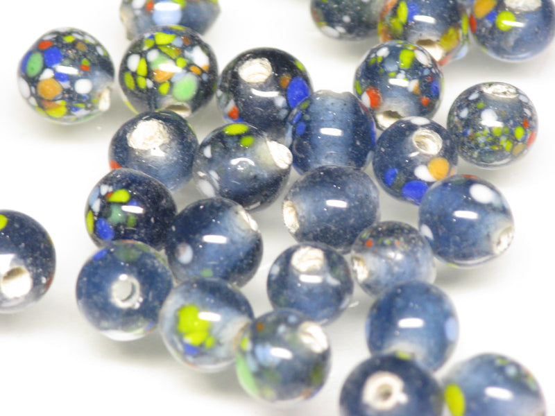 TOKO-BEADS AG121-24S Spray dot glass bead 7mm AG121-24S スプレイ・ドット柄小粒とんぼ玉 7mm Asian bead & African bead  Handmade,Lampeork,bead,asia,india,ethnic,parts,accessory,beads とんぼ玉,ビーズ,トンボ玉,アジア,インド,エスニック,手作り,パーツ,アクセサリー