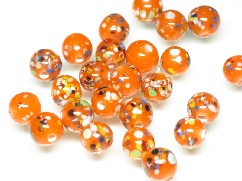 TOKO-BEADS AG121-37S Spray dot glass bead 8~8.5mm AG121-37S スプレイ・ドット柄小粒とんぼ玉 8~8.5mm Asian bead & African bead  Handmade,Lampeork,bead,asia,india,ethnic,parts,accessory,beads とんぼ玉,ビーズ,トンボ玉,アジア,インド,エスニック,手作り,パーツ,アクセサリー