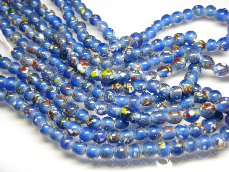 TOKO-BEADS AG122-01N Spray dot glass bead (strand) 7.5~8.5mm AG122-01N スプレイ・ドット柄小粒とんぼ玉（連） 7.5~8.5mm Asian bead & African bead  Handmade,Lampeork,bead,asia,india,ethnic,parts,accessory,beads とんぼ玉,ビーズ,トンボ玉,アジア,インド,エスニック,手作り,パーツ,アクセサリー