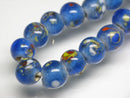 TOKO-BEADS AG122-01N Spray dot glass bead (strand) 7.5~8.5mm AG122-01N スプレイ・ドット柄小粒とんぼ玉（連） 7.5~8.5mm Asian bead & African bead  Handmade,Lampeork,bead,asia,india,ethnic,parts,accessory,beads とんぼ玉,ビーズ,トンボ玉,アジア,インド,エスニック,手作り,パーツ,アクセサリー