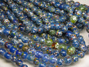 TOKO-BEADS AG122-02N Spray dot glass bead (strand) 7~9.5mm AG122-02N スプレイ・ドット柄小粒とんぼ玉（連） 7~9.5mm Asian bead & African bead  Handmade,Lampeork,bead,asia,india,ethnic,parts,accessory,beads とんぼ玉,ビーズ,トンボ玉,アジア,インド,エスニック,手作り,パーツ,アクセサリー
