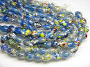 TOKO-BEADS AG122-03N Spray dot glass bead (strand) 7~8mm AG122-03N スプレイ・ドット柄小粒とんぼ玉（連） 7~8mm Asian bead & African bead  Handmade,Lampeork,bead,asia,india,ethnic,parts,accessory,beads とんぼ玉,ビーズ,トンボ玉,アジア,インド,エスニック,手作り,パーツ,アクセサリー