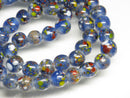 TOKO-BEADS AG122-06N Spray dot glass bead (strand) 8~8.5mm AG122-06N スプレイ・ドット柄小粒とんぼ玉（連） 8~8.5mm Asian bead & African bead  Handmade,Lampeork,bead,asia,india,ethnic,parts,accessory,beads とんぼ玉,ビーズ,トンボ玉,アジア,インド,エスニック,手作り,パーツ,アクセサリー