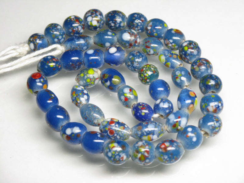 TOKO-BEADS AG122-07N Spray dot glass bead (strand) 7~8mm AG122-07N スプレイ・ドット柄小粒とんぼ玉（連） 7~8mm Asian bead & African bead  Handmade,Lampeork,bead,asia,india,ethnic,parts,accessory,beads とんぼ玉,ビーズ,トンボ玉,アジア,インド,エスニック,手作り,パーツ,アクセサリー