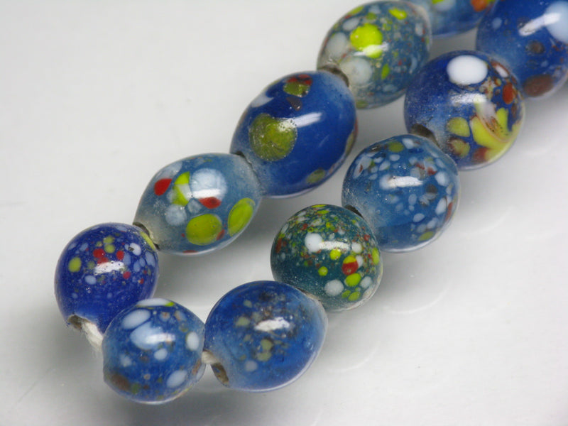 TOKO-BEADS AG122-07N Spray dot glass bead (strand) 7~8mm AG122-07N スプレイ・ドット柄小粒とんぼ玉（連） 7~8mm Asian bead & African bead  Handmade,Lampeork,bead,asia,india,ethnic,parts,accessory,beads とんぼ玉,ビーズ,トンボ玉,アジア,インド,エスニック,手作り,パーツ,アクセサリー