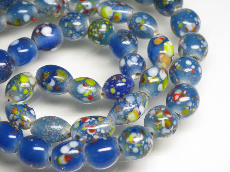 TOKO-BEADS AG122-07N Spray dot glass bead (strand) 7~8mm AG122-07N スプレイ・ドット柄小粒とんぼ玉（連） 7~8mm Asian bead & African bead  Handmade,Lampeork,bead,asia,india,ethnic,parts,accessory,beads とんぼ玉,ビーズ,トンボ玉,アジア,インド,エスニック,手作り,パーツ,アクセサリー