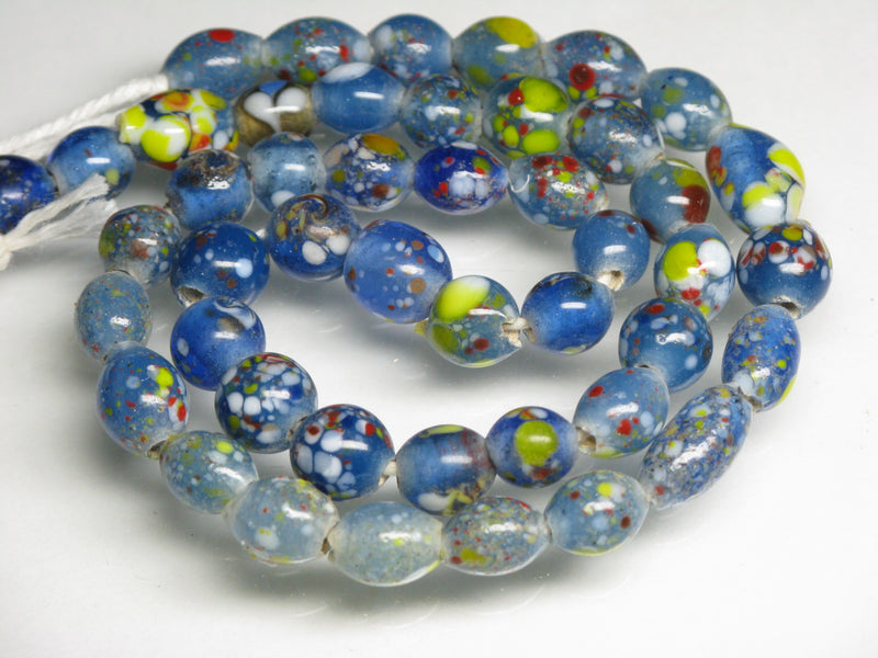 TOKO-BEADS AG122-08N Spray dot glass bead (strand) 7~8.5mm AG122-08N スプレイ・ドット柄小粒とんぼ玉（連） 7~8.5mm Asian bead & African bead  Handmade,Lampeork,bead,asia,india,ethnic,parts,accessory,beads とんぼ玉,ビーズ,トンボ玉,アジア,インド,エスニック,手作り,パーツ,アクセサリー