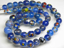 TOKO-BEADS AG122-09N Spray dot glass bead (strand) 7.5~10.5mm AG122-09N スプレイ・ドット柄小粒とんぼ玉（連） 7.5~10.5mm Asian bead & African bead  Handmade,Lampeork,bead,asia,india,ethnic,parts,accessory,beads とんぼ玉,ビーズ,トンボ玉,アジア,インド,エスニック,手作り,パーツ,アクセサリー