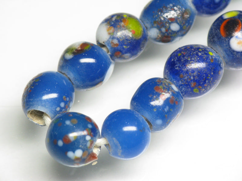 TOKO-BEADS AG122-09N Spray dot glass bead (strand) 7.5~10.5mm AG122-09N スプレイ・ドット柄小粒とんぼ玉（連） 7.5~10.5mm Asian bead & African bead  Handmade,Lampeork,bead,asia,india,ethnic,parts,accessory,beads とんぼ玉,ビーズ,トンボ玉,アジア,インド,エスニック,手作り,パーツ,アクセサリー