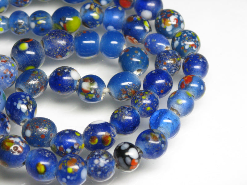 TOKO-BEADS AG122-09N Spray dot glass bead (strand) 7.5~10.5mm AG122-09N スプレイ・ドット柄小粒とんぼ玉（連） 7.5~10.5mm Asian bead & African bead  Handmade,Lampeork,bead,asia,india,ethnic,parts,accessory,beads とんぼ玉,ビーズ,トンボ玉,アジア,インド,エスニック,手作り,パーツ,アクセサリー