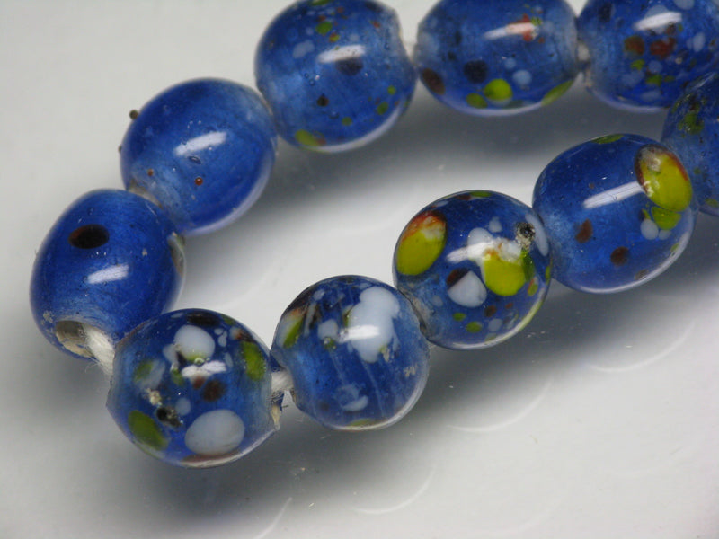 TOKO-BEADS AG122-11N Spray dot glass bead (strand) 8~8.5mm AG122-11N スプレイ・ドット柄小粒とんぼ玉（連） 8~8.5mm Asian bead & African bead  Handmade,Lampeork,bead,asia,india,ethnic,parts,accessory,beads とんぼ玉,ビーズ,トンボ玉,アジア,インド,エスニック,手作り,パーツ,アクセサリー