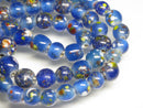 TOKO-BEADS AG122-12N Spray dot glass bead (strand) 7.5~10mm AG122-12N スプレイ・ドット柄小粒とんぼ玉（連） 7.5~10mm Asian bead & African bead  Handmade,Lampeork,bead,asia,india,ethnic,parts,accessory,beads とんぼ玉,ビーズ,トンボ玉,アジア,インド,エスニック,手作り,パーツ,アクセサリー