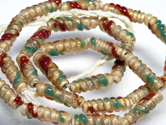 TOKO-BEADS AG135-17N Glass bead (strand) 6mm AG135-17N トゥイストビーズ（連） 6mm Asian bead & African bead  Handmade,Lampeork,bead,asia,india,ethnic,parts,accessory,beads とんぼ玉,ビーズ,トンボ玉,アジア,インド,エスニック,手作り,パーツ,アクセサリー