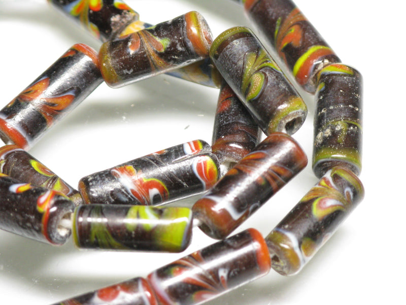 TOKO-BEADS AG137-14N Glass bead  (Strand/mixed) 7~7.5mm AG137-14N チューブ型ジャワとんぼ玉（連/在庫限り） 7~7.5mm Asian bead & African bead  Handmade,Lampeork,bead,asia,india,ethnic,parts,accessory,beads とんぼ玉,ビーズ,トンボ玉,アジア,インド,エスニック,手作り,パーツ,アクセサリー