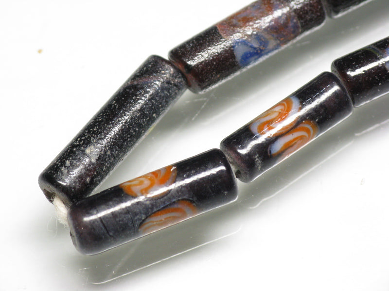 TOKO-BEADS AG137-15N Glass bead  (Strand/mixed) 6~6.5mm AG137-15N チューブ型ジャワとんぼ玉（連/在庫限り） 6~6.5mm Asian bead & African bead  Handmade,Lampeork,bead,asia,india,ethnic,parts,accessory,beads とんぼ玉,ビーズ,トンボ玉,アジア,インド,エスニック,手作り,パーツ,アクセサリー