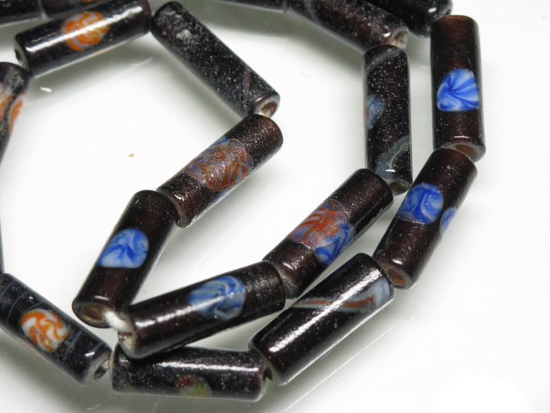 TOKO-BEADS AG137-15N Glass bead  (Strand/mixed) 6~6.5mm AG137-15N チューブ型ジャワとんぼ玉（連/在庫限り） 6~6.5mm Asian bead & African bead  Handmade,Lampeork,bead,asia,india,ethnic,parts,accessory,beads とんぼ玉,ビーズ,トンボ玉,アジア,インド,エスニック,手作り,パーツ,アクセサリー