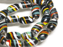 TOKO-BEADS | TOKO-BEADS |AG148-24N ストライプ柄とんぼ玉（連） 8~9mm | TOKO-BEADS |AG148-24N Glass bead (Strand) 8~9mm Asian bead & African bead  Handmade,Lampeork,bead,asia,india,ethnic,parts,accessory,beads とんぼ玉,ビーズ,トンボ玉,アジア,インド,エスニック,手作り,パーツ,アクセサリー