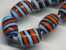 TOKO-BEADS | TOKO-BEADS |AG148-35N ストライプ柄とんぼ玉（連） 12mm | TOKO-BEADS |AG148-35N Glass bead (Strand) 12mm Asian bead & African bead  Handmade,Lampeork,bead,asia,india,ethnic,parts,accessory,beads とんぼ玉,ビーズ,トンボ玉,アジア,インド,エスニック,手作り,パーツ,アクセサリー