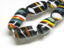TOKO-BEADS AG150-19N Glass bead (Strand) 8~9mm AG150-19N ストライプ柄とんぼ玉（連） 8~9mm Asian bead & African bead  Handmade,Lampeork,bead,asia,india,ethnic,parts,accessory,beads とんぼ玉,ビーズ,トンボ玉,アジア,インド,エスニック,手作り,パーツ,アクセサリー
