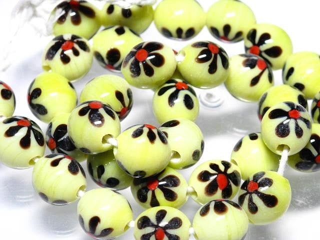 TOKO-BEADS AG903N-34 Glass bead (strand) 12mm AG903N-34 フラワービーズ（連） 12mm Asian bead & African bead  Handmade,Lampeork,bead,asia,india,ethnic,parts,accessory,beads とんぼ玉,ビーズ,トンボ玉,アジア,インド,エスニック,手作り,パーツ,アクセサリー