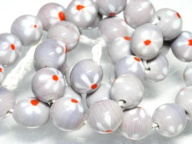 TOKO-BEADS AG903N-42 Glass bead (strand) 13mm AG903N-42 フラワービーズ（連） 13mm Asian bead & African bead  Handmade,Lampeork,bead,asia,india,ethnic,parts,accessory,beads とんぼ玉,ビーズ,トンボ玉,アジア,インド,エスニック,手作り,パーツ,アクセサリー