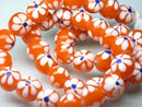TOKO-BEADS AG903N-47 Glass bead (strand) 11~12mm AG903N-47 フラワービーズ（連） 11~12mm Asian bead & African bead  Handmade,Lampeork,bead,asia,india,ethnic,parts,accessory,beads とんぼ玉,ビーズ,トンボ玉,アジア,インド,エスニック,手作り,パーツ,アクセサリー
