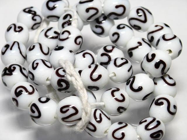 TOKO-BEADS AG904N-47 Glass bead (strand) 11mm AG904N-47 リボン模様のとんぼ玉（連） 11mm Asian bead & African bead  Handmade,Lampeork,bead,asia,india,ethnic,parts,accessory,beads とんぼ玉,ビーズ,トンボ玉,アジア,インド,エスニック,手作り,パーツ,アクセサリー
