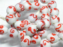 TOKO-BEADS AG904N-48 Glass bead (strand) 11mm AG904N-48 リボン模様のとんぼ玉（連） 11mm Asian bead & African bead  Handmade,Lampeork,bead,asia,india,ethnic,parts,accessory,beads とんぼ玉,ビーズ,トンボ玉,アジア,インド,エスニック,手作り,パーツ,アクセサリー