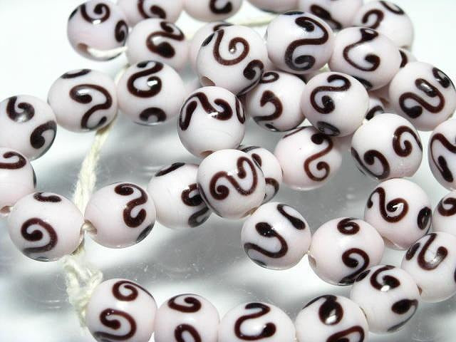 TOKO-BEADS AG904N-50 Glass bead (strand) 11mm AG904N-50 リボン模様のとんぼ玉（連） 11mm Asian bead & African bead  Handmade,Lampeork,bead,asia,india,ethnic,parts,accessory,beads とんぼ玉,ビーズ,トンボ玉,アジア,インド,エスニック,手作り,パーツ,アクセサリー