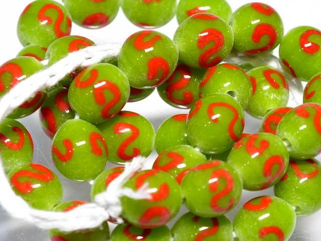 TOKO-BEADS AG904N-54 Glass bead (strand) 11mm AG904N-54 リボン模様のとんぼ玉（連） 11mm Asian bead & African bead  Handmade,Lampeork,bead,asia,india,ethnic,parts,accessory,beads とんぼ玉,ビーズ,トンボ玉,アジア,インド,エスニック,手作り,パーツ,アクセサリー