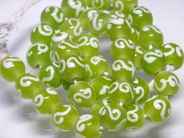 TOKO-BEADS AG904N-55 Glass bead (strand) 11mm AG904N-55 リボン模様のとんぼ玉（連） 11mm Asian bead & African bead  Handmade,Lampeork,bead,asia,india,ethnic,parts,accessory,beads とんぼ玉,ビーズ,トンボ玉,アジア,インド,エスニック,手作り,パーツ,アクセサリー