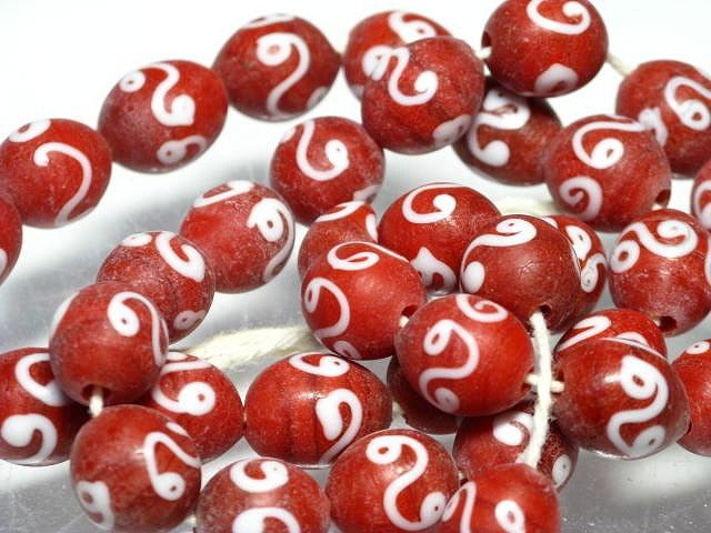TOKO-BEADS AG904N-60 Glass bead (strand) 11mm AG904N-60 リボン模様のとんぼ玉（連） 11mm Asian bead & African bead  Handmade,Lampeork,bead,asia,india,ethnic,parts,accessory,beads とんぼ玉,ビーズ,トンボ玉,アジア,インド,エスニック,手作り,パーツ,アクセサリー