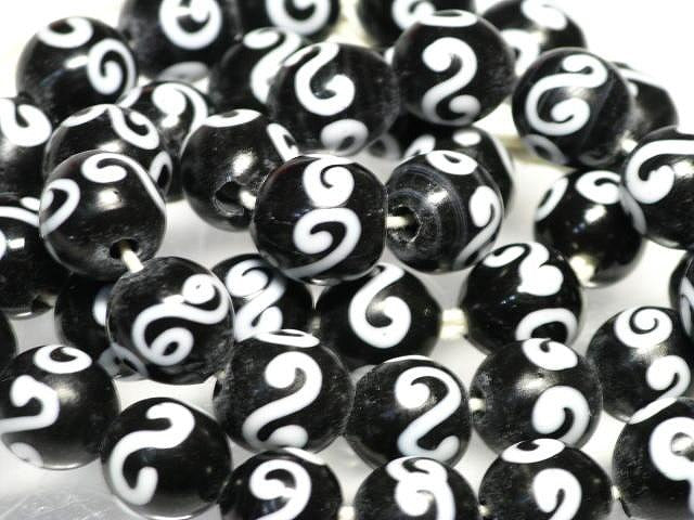 TOKO-BEADS AG904N-64 Glass bead (strand) 11mm AG904N-64 リボン模様のとんぼ玉（連） 11mm Asian bead & African bead  Handmade,Lampeork,bead,asia,india,ethnic,parts,accessory,beads とんぼ玉,ビーズ,トンボ玉,アジア,インド,エスニック,手作り,パーツ,アクセサリー