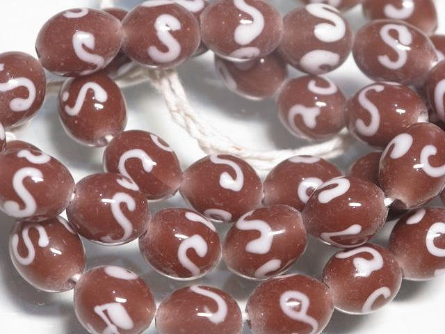 TOKO-BEADS AG904N-85 Glass bead (strand) 10mm AG904N-85 リボン模様のとんぼ玉（連） 10mm Asian bead & African bead  Handmade,Lampeork,bead,asia,india,ethnic,parts,accessory,beads とんぼ玉,ビーズ,トンボ玉,アジア,インド,エスニック,手作り,パーツ,アクセサリー