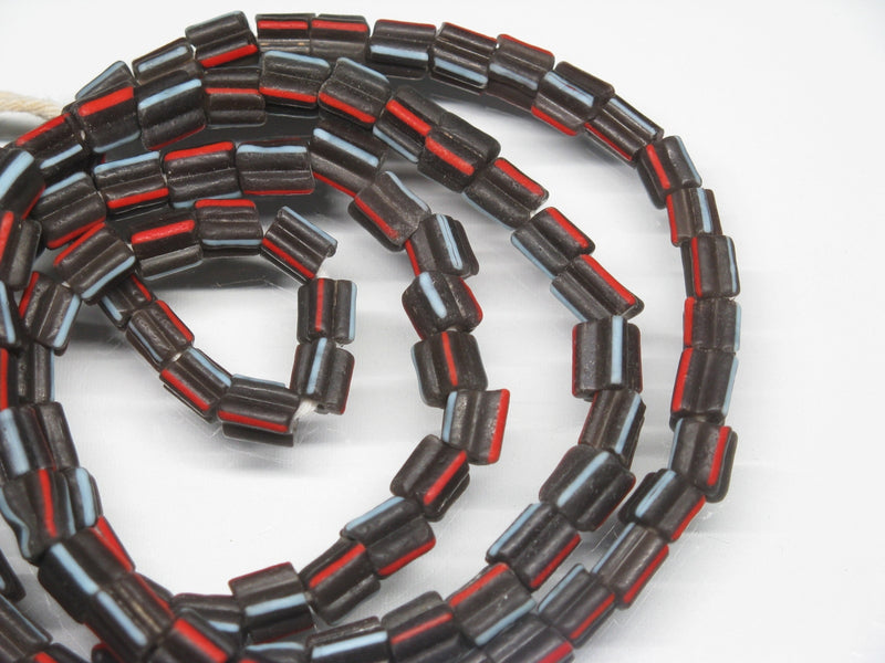 TOKO-BEADS AG915N-90 Glass bead (strand) 5~6mm AG915N-90 角形ストライプガラスビーズ（連） 5~6mm Asian bead & African bead  Handmade,Lampeork,bead,asia,india,ethnic,parts,accessory,beads とんぼ玉,ビーズ,トンボ玉,アジア,インド,エスニック,手作り,パーツ,アクセサリー