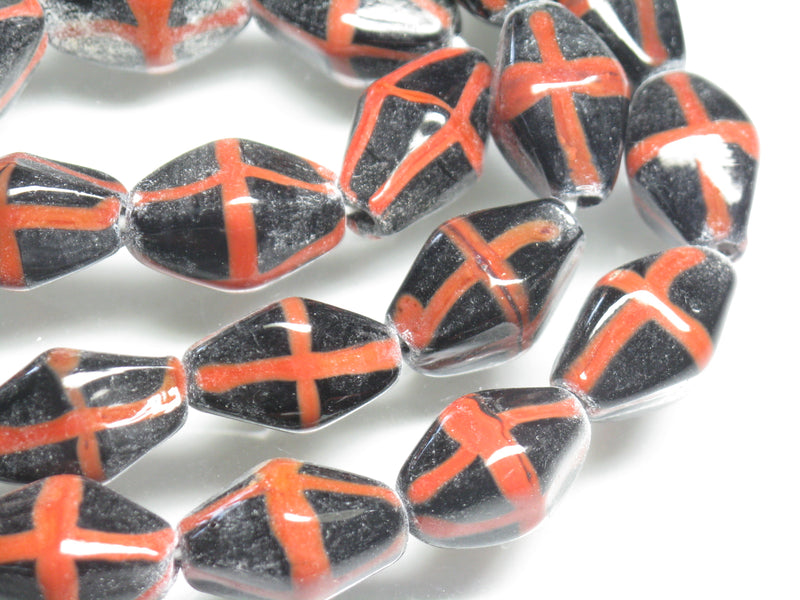 TOKO-BEADS AG926N-54 Glass bead (strand) 12~13mm AG926N-54 柄付ひし形とんぼ玉（連） 12~13mm Asian bead & African bead  Handmade,Lampeork,bead,asia,india,ethnic,parts,accessory,beads とんぼ玉,ビーズ,トンボ玉,アジア,インド,エスニック,手作り,パーツ,アクセサリー
