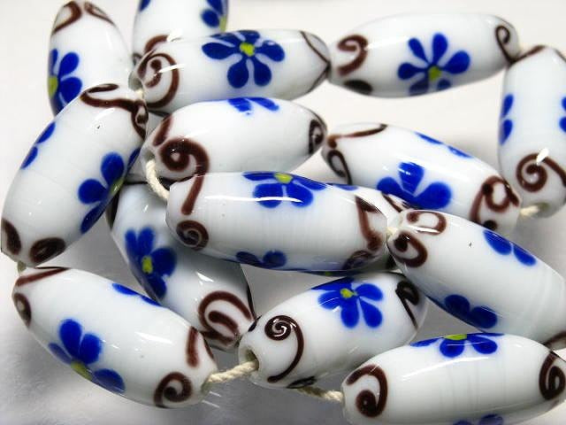 TOKO-BEADS AG929N-27 Glass bead (strand) 13mm AG929N-27 フラワービーズ（連） 13mm Asian bead & African bead  Handmade,Lampeork,bead,asia,india,ethnic,parts,accessory,beads とんぼ玉,ビーズ,トンボ玉,アジア,インド,エスニック,手作り,パーツ,アクセサリー