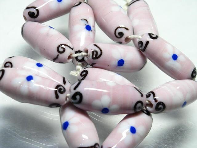 TOKO-BEADS AG929N-29 Glass bead (strand) 13mm AG929N-29 フラワービーズ（連） 13mm Asian bead & African bead  Handmade,Lampeork,bead,asia,india,ethnic,parts,accessory,beads とんぼ玉,ビーズ,トンボ玉,アジア,インド,エスニック,手作り,パーツ,アクセサリー